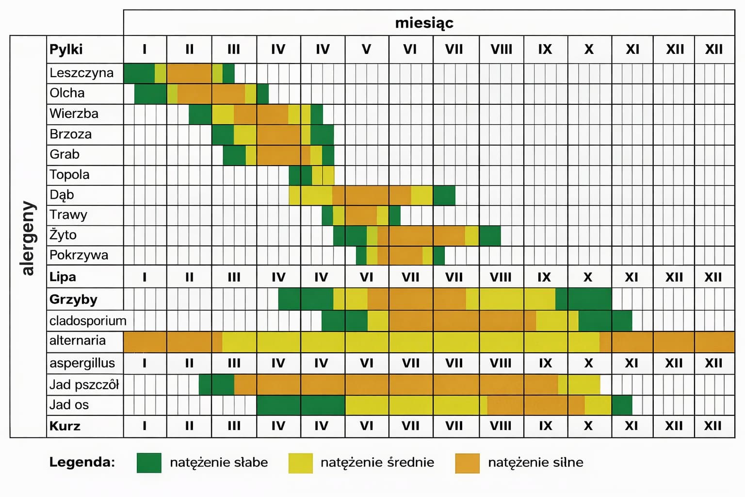 Kalendarz pyłków alergenów — kiedy pylą drzewa, trawy i grzyby w Polsce