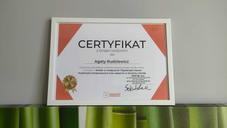 Certyfikat wodoterapia — Agata Rudziewicz